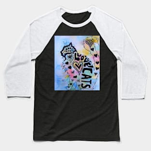 Love Cats Zentangle Watercolor and Ink Painting Baseball T-Shirt